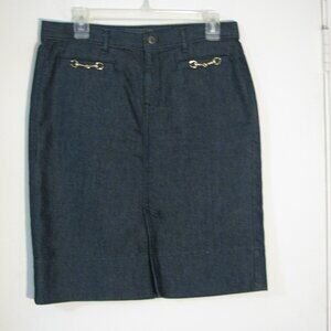 George Denim Skirt Size 6 New NWOT Gold Tone Chain Button Detail Mini